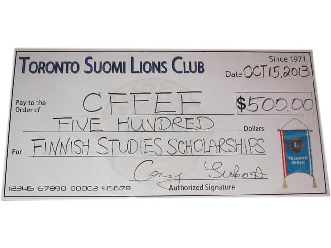 Donations to Canadian Friends of Finland Education Foundatioin