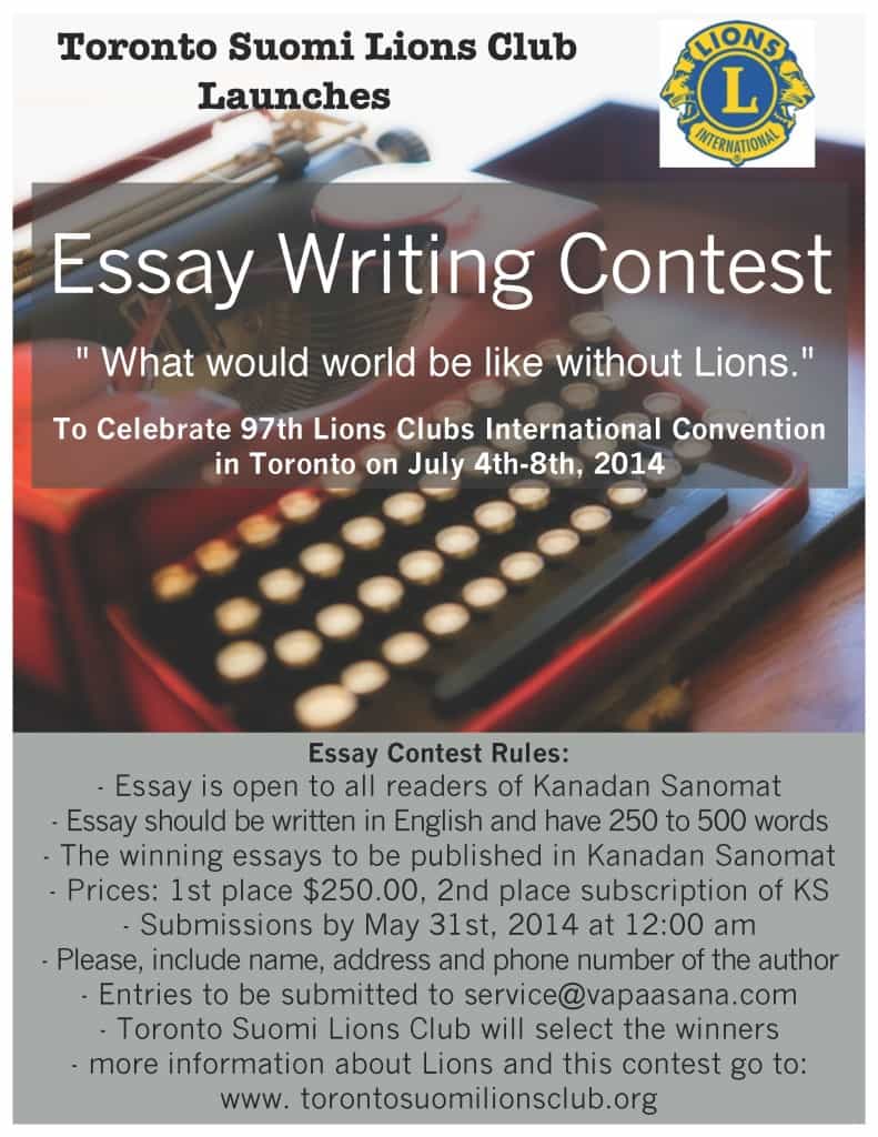 Toronto Suomi Lions Essay Contest 2014