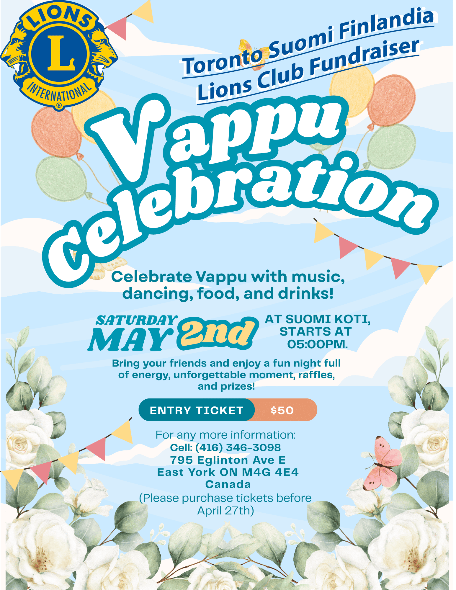 May 2nd 2026 Fundraiser, Toronto Suomi Finlandia Lions Club
